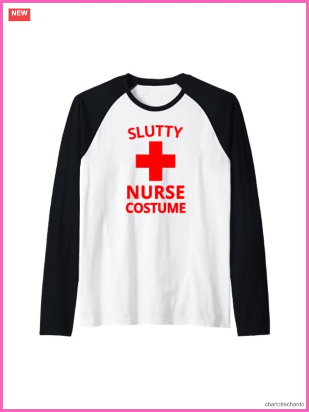 Slutty Nurse Costume Funny Raglan Baseball Tee Halloween Lazy DIY